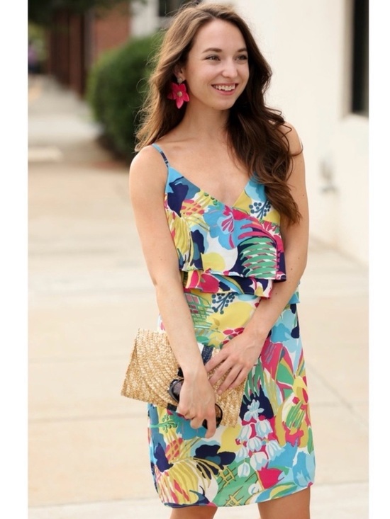 J. Crew Dresses & Skirts - J. CREW | Tropical Floral Print Ruffle Front Cami Dress Sz 6 Summer Vacation